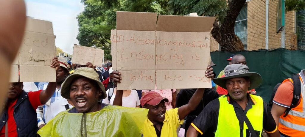 A group of disgruntled security guards marched to Tshwane House to demand insourcing.